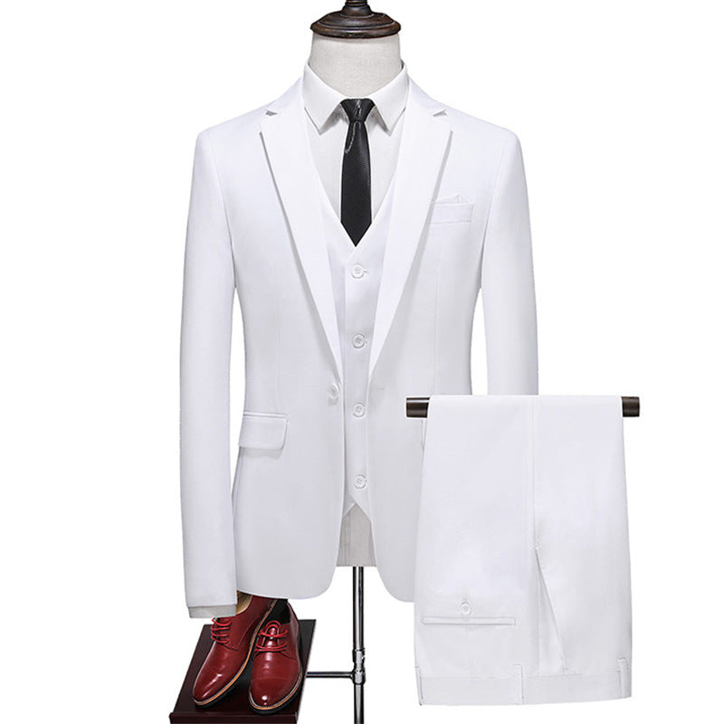 Men's Suits Three-piece Evening Dress Banquet Wedding Korean Style Solid Color Suit Suit