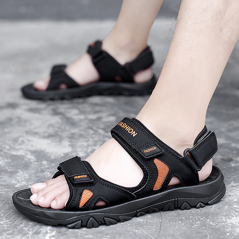 Men's Summer Velcro Sandals - Breathable Beach Shoes