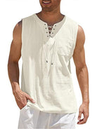 Men's Woven Tie Stand Collar Pullover Vest