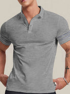 Men's casual slim fit patchwork lapel polo top