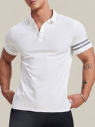 Men's casual slim fit patchwork lapel polo top