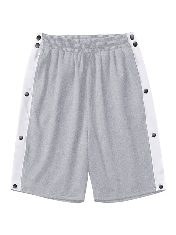 Men's classic trendy loose-fitting casual sports shorts with full side buttons