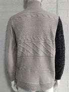 Men's high -necked color skin buckle long -sleeved knit sweater cardigan