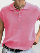 Men's lapel solid color Polo collar knitted top