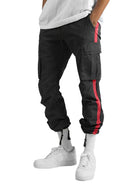 Men's new fashionable casual drawstring pockets color-blocked overalls trousers