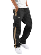 Men's new fashionable casual drawstring pockets color-blocked overalls trousers