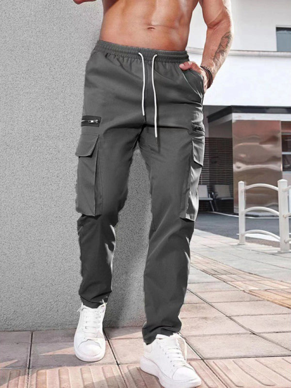 Men's new fashionable casual sports zipper decorative overalls