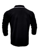 Men's new long-sleeved V-neck lapel contrasting color POLO shirt