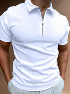 Men's new solid color short sleeve lapel casual fit polo shirt