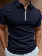 Men's new solid color short sleeve lapel casual fit polo shirt