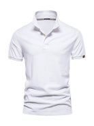 Men's solid color lapel casual short-sleeved POLO shirt