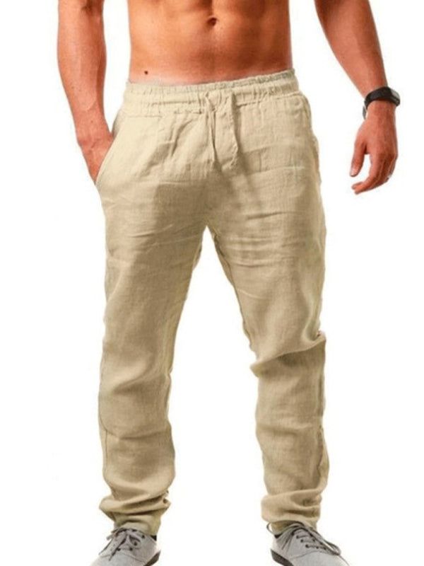 Men's solid elasticated waist loose-fitting casual pants