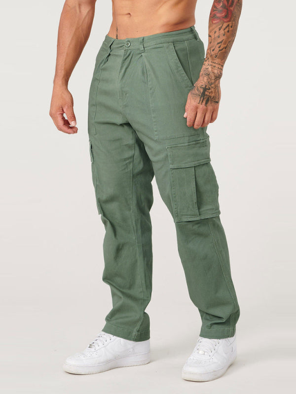 Men's spliced solid color casual sports loose overalls