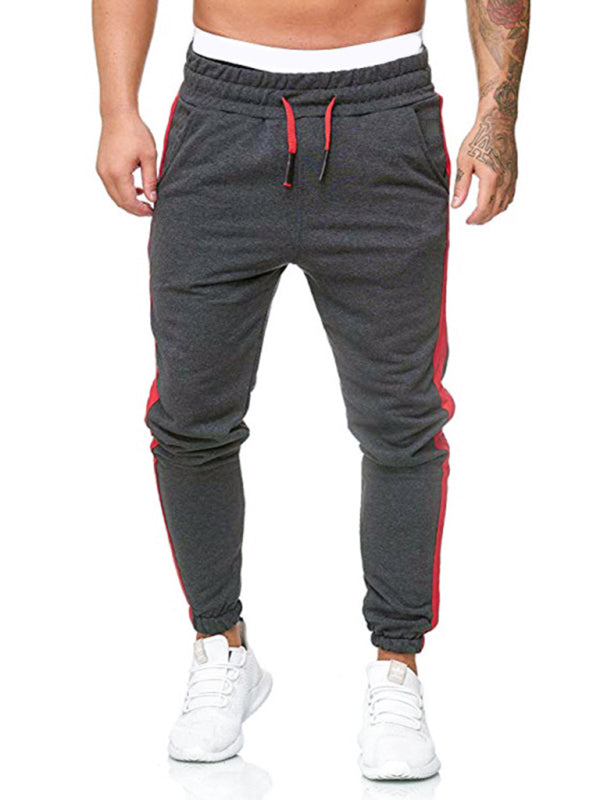 Men's sports color block casual trousers