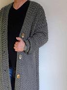 Men's thick loose loose knit sweater coat