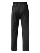 Men's vertical striped lace-up elastic waist beach pants casual trousers