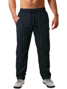 Men's vertical striped lace-up elastic waist beach pants casual trousers