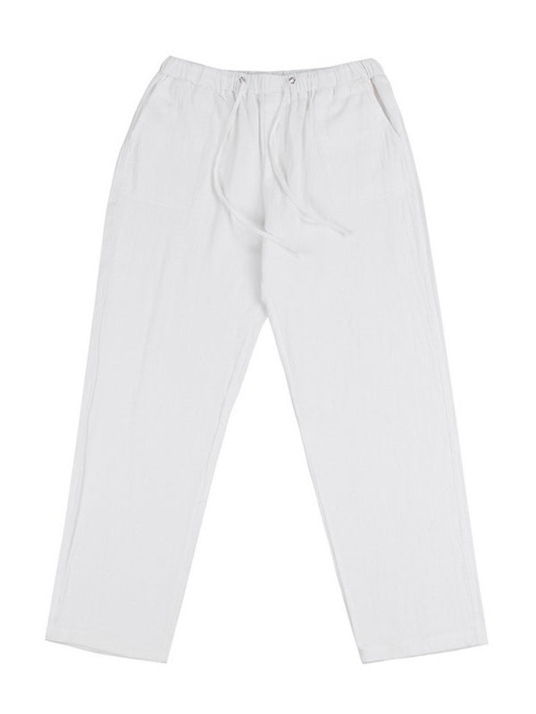 Men's woven all-match linen casual trousers