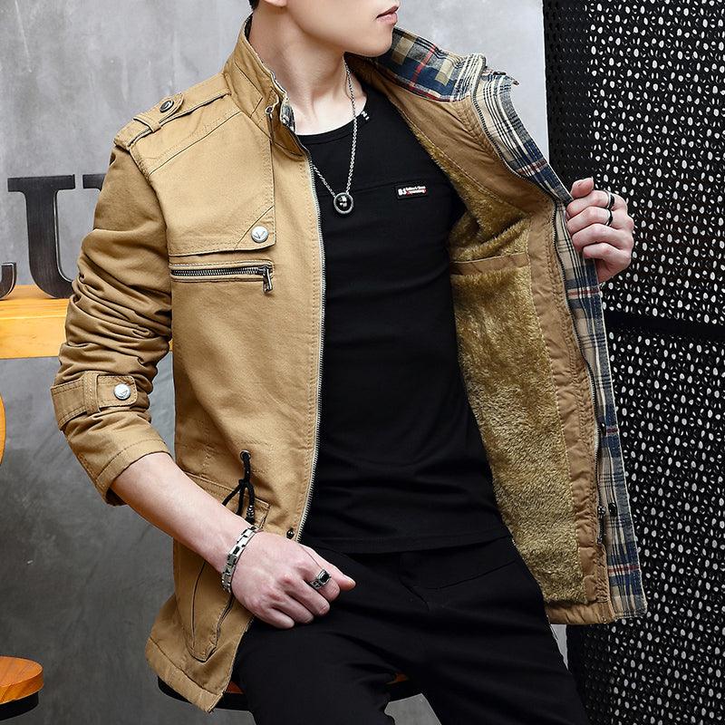 Military Jacket Young Men''s Korean Slim Fit Military Green Casual