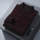 Mink Sweater Men's Polo Collar Honeycomb Knitting Sweater