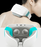 Neck Massager: Electric Pulse Acupuncture Device, White and Blue Specs