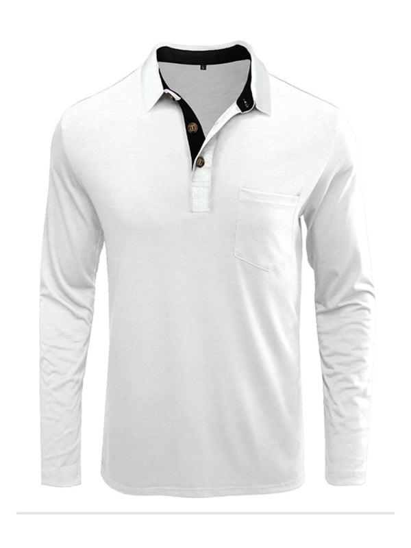 New Men's Long Sleeve Lapel Bottoming POLO Shirt Top