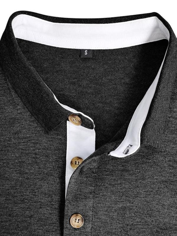 New Men's Long Sleeve Lapel Bottoming POLO Shirt Top