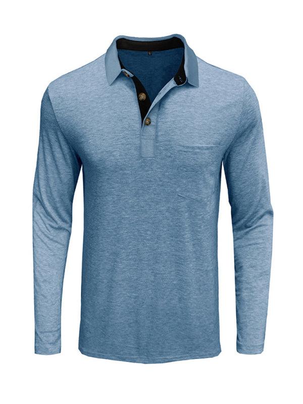 New Men's Long Sleeve Lapel Bottoming POLO Shirt Top