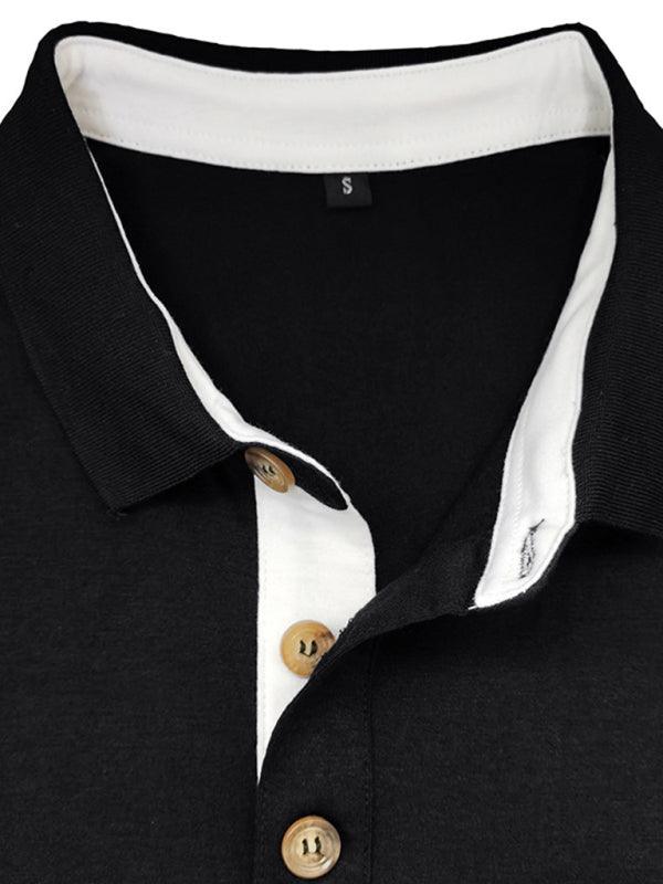 New Men's Long Sleeve Lapel Bottoming POLO Shirt Top