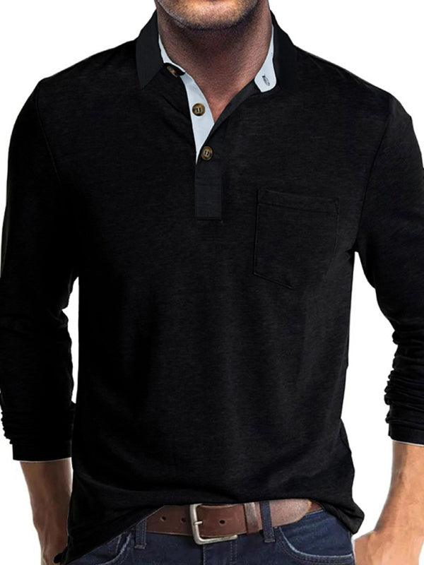 New Men's Long Sleeve Lapel Bottoming POLO Shirt Top