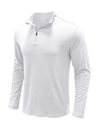 New Men's Long Sleeve Stand Collar Pullover Zip Polo Shirt