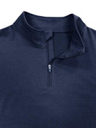 New Men's Long Sleeve Stand Collar Pullover Zip Polo Shirt