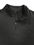 New Men's Long Sleeve Stand Collar Pullover Zip Polo Shirt