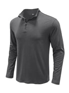 New Men's Long Sleeve Stand Collar Pullover Zip Polo Shirt