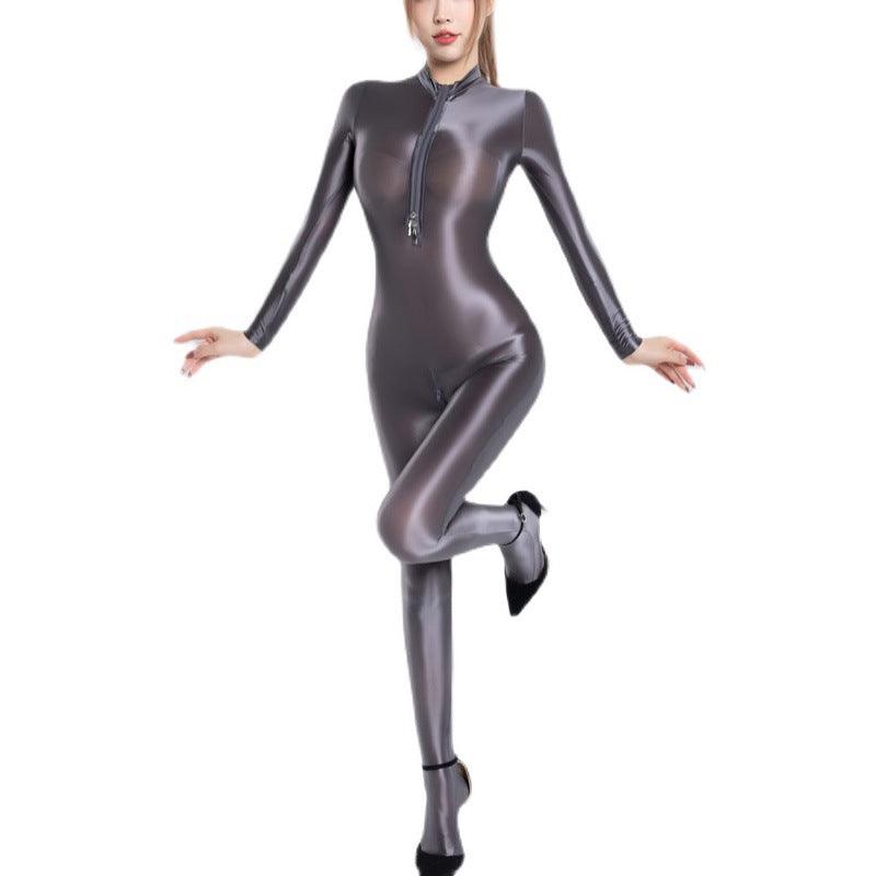 New See-through Shiny Silky Long Sleeve Body-shaping Corsets