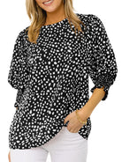 New Short Sleeve Round Neck Loose Printed Chiffon Shirt