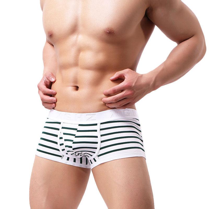 New fashion: Striped men's underwear crafted from purified cotton, blending style with comfort.