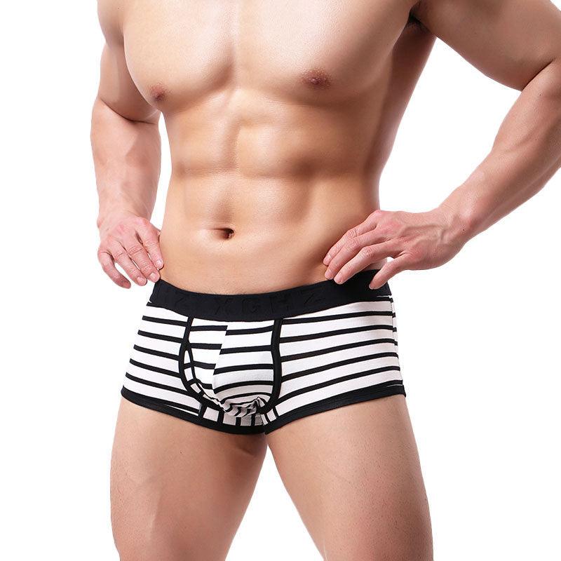 New fashion: Striped men's underwear crafted from purified cotton, blending style with comfort.