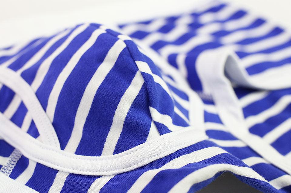 New fashion: Striped men's underwear crafted from purified cotton, blending style with comfort.