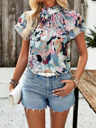 New fashionable women's casual printed short-sleeved tops