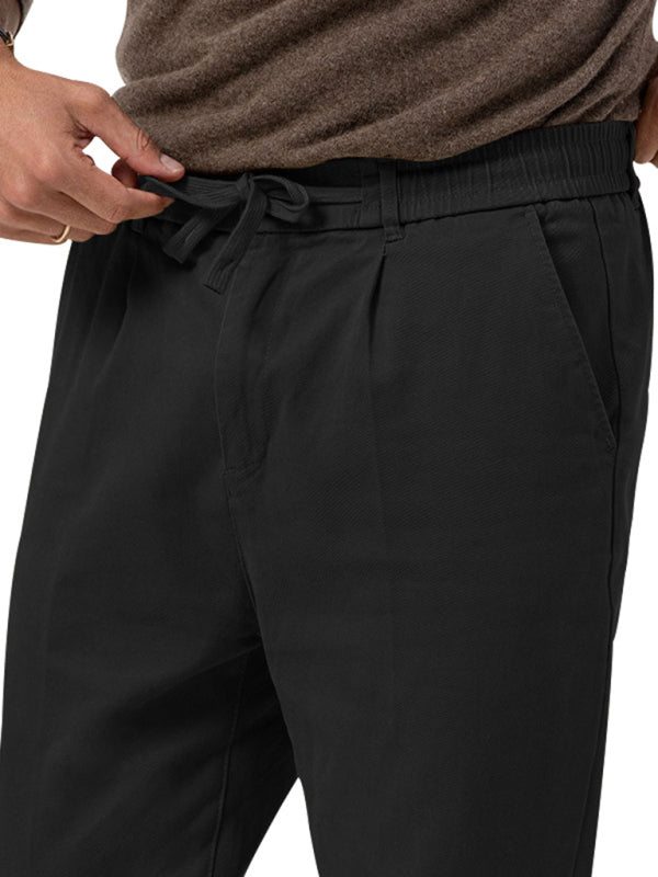 New men's trendy business straight solid color casual trousers