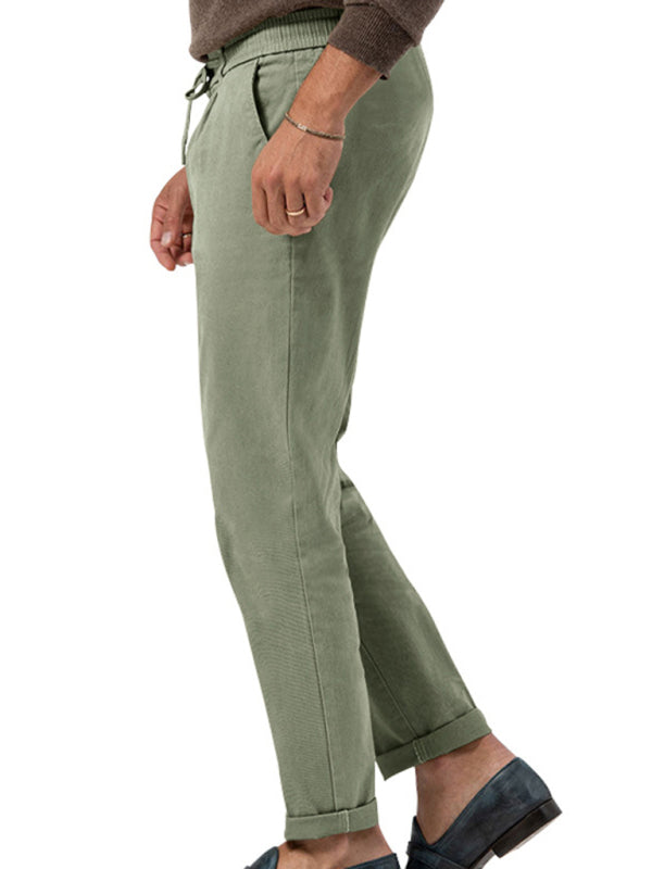 New men's trendy business straight solid color casual trousers