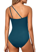 New one-piece swimsuit slanted shoulder hollow conservative leopard print one-piece swimsuit