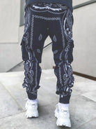 New printed cashew flower harem pants men's loose high street multi-pocket overalls