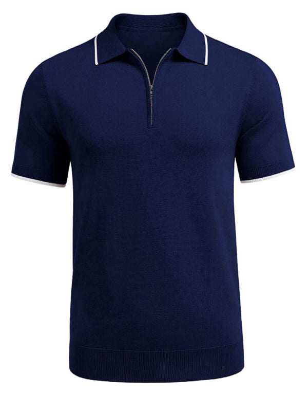 New style zipper sweater casual business polo shirt