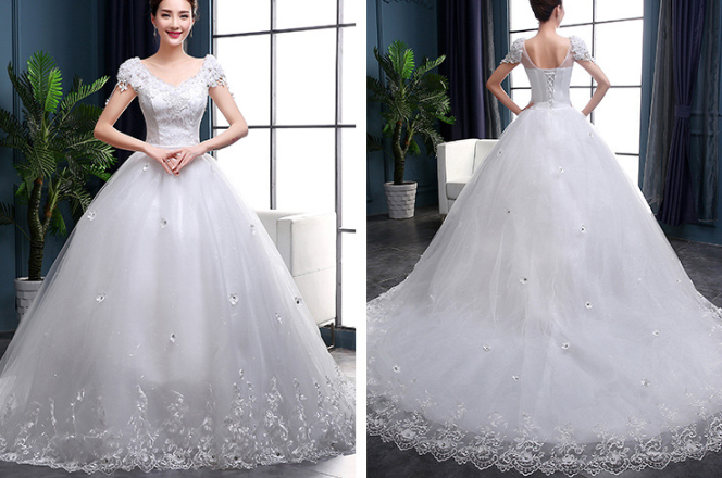 New wedding dress long tail bride dress