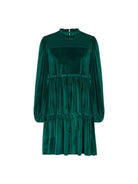 New women's green velvet long sleeve dress