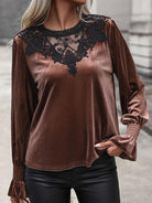 New women's lace stitching long-sleeved sweater