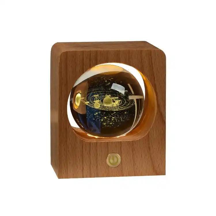 Night Light: Crystal Ball 3D Laser Elk, Jellyfish LED - Bedroom Gift.