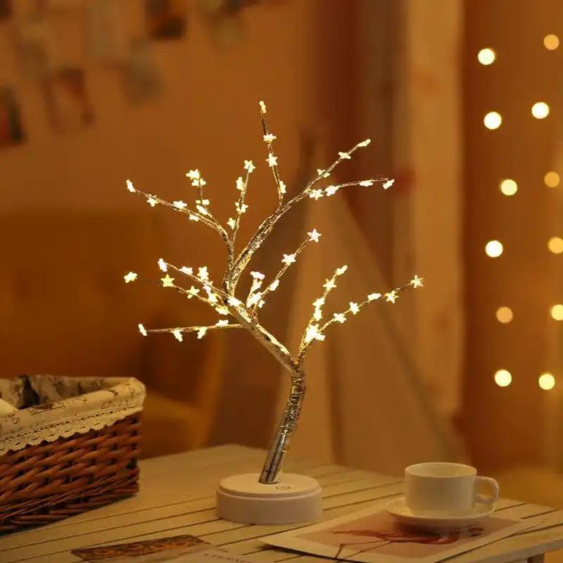 Night Light Tree: Pearl Starry Touch adjustable branches for ambiance.